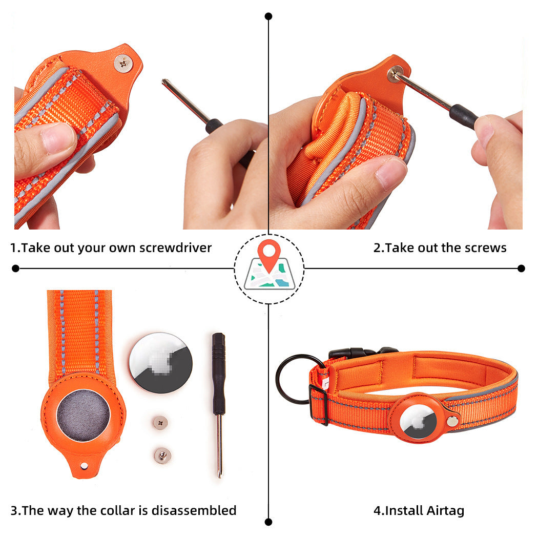 Collier en Cuir pour Chien & Chat avec Étui AirTag – Anti‑Perte & Localisation