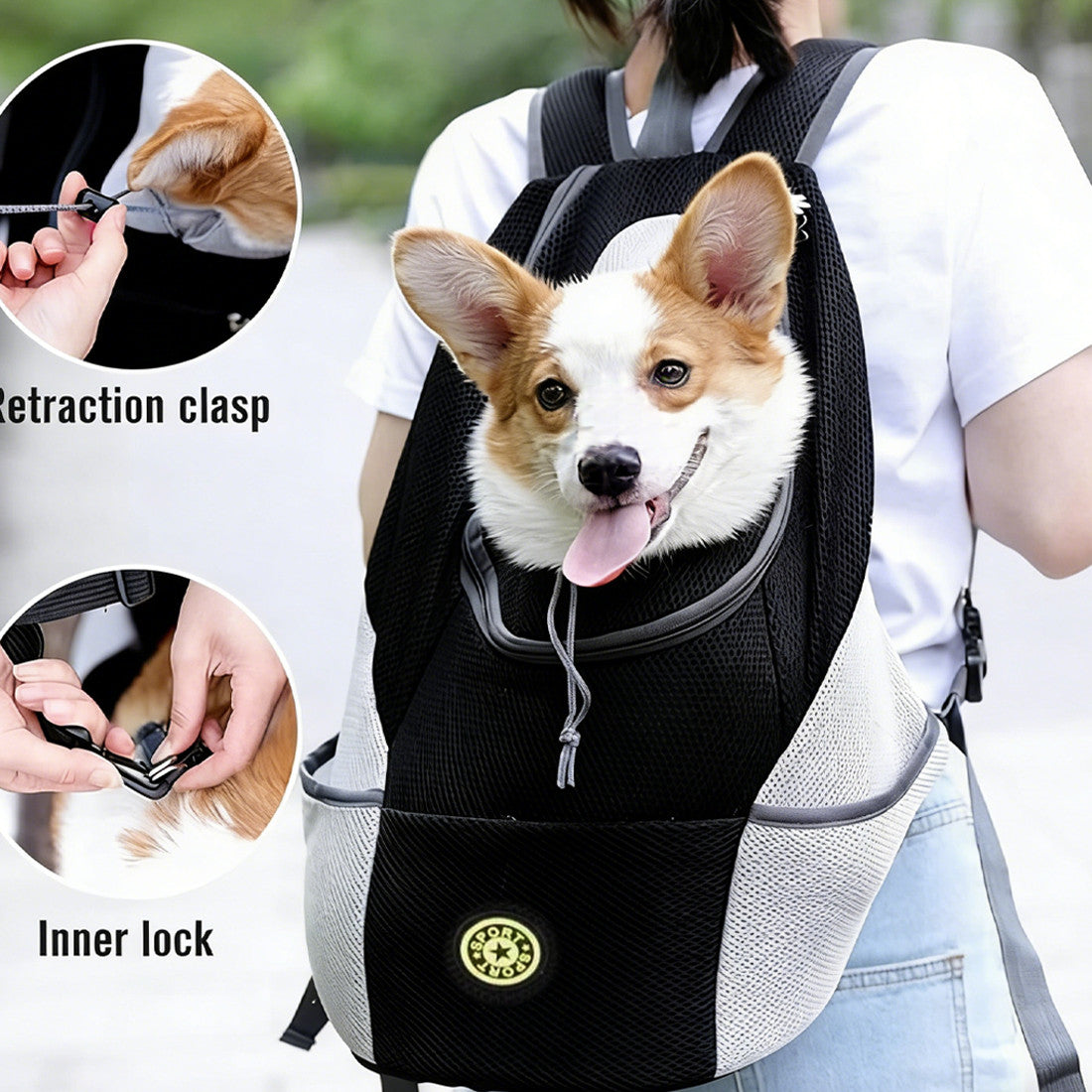 Sac de Transport Respirant pour Chien – Porté à l’Avant