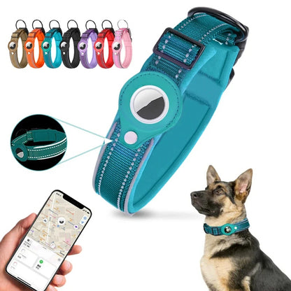 Collier en Cuir pour Chien & Chat avec Étui AirTag – Anti‑Perte & Localisation